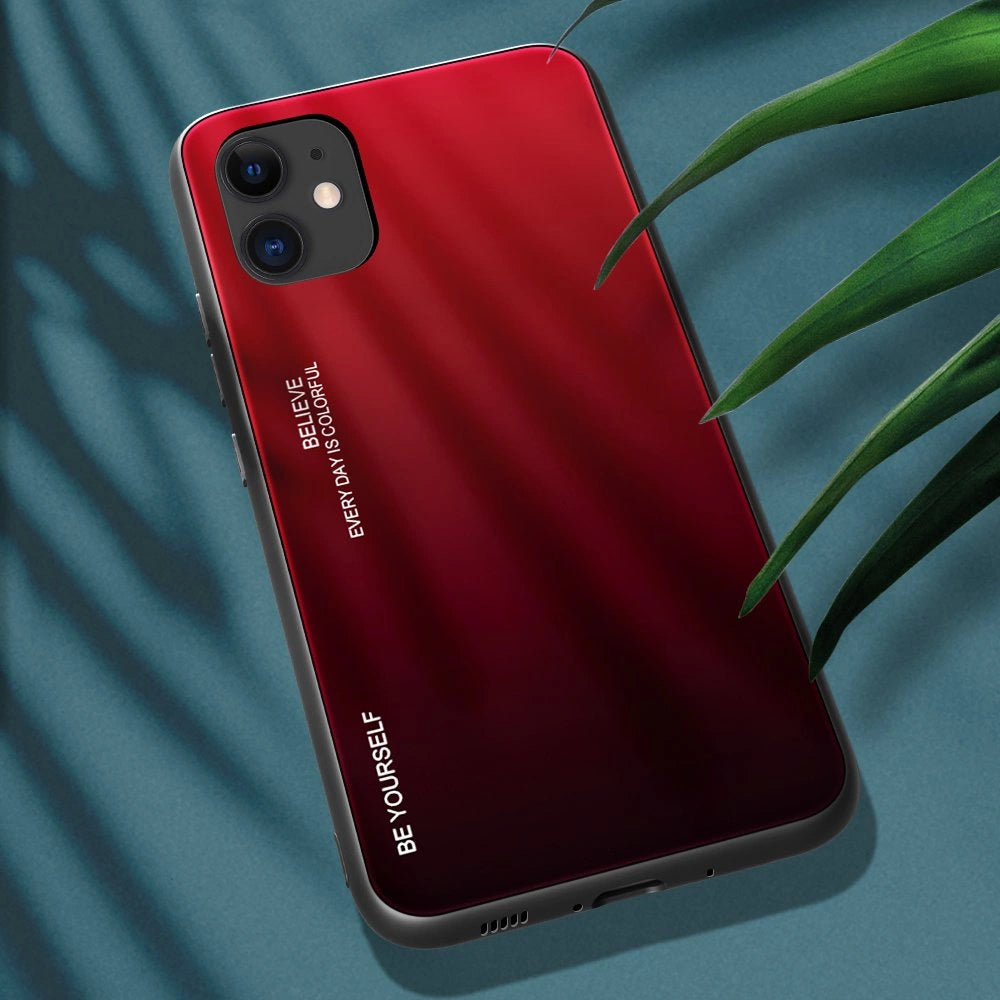 Gradient Glass Durable Cover with Tempered Glass Back iPhone 12 mini black-red_2