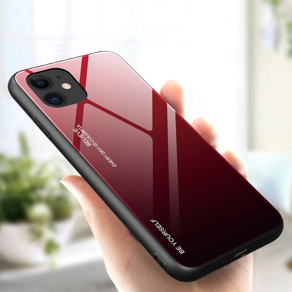 Gradient Glass Durable Cover with Tempered Glass Back iPhone 12 mini black-red_3