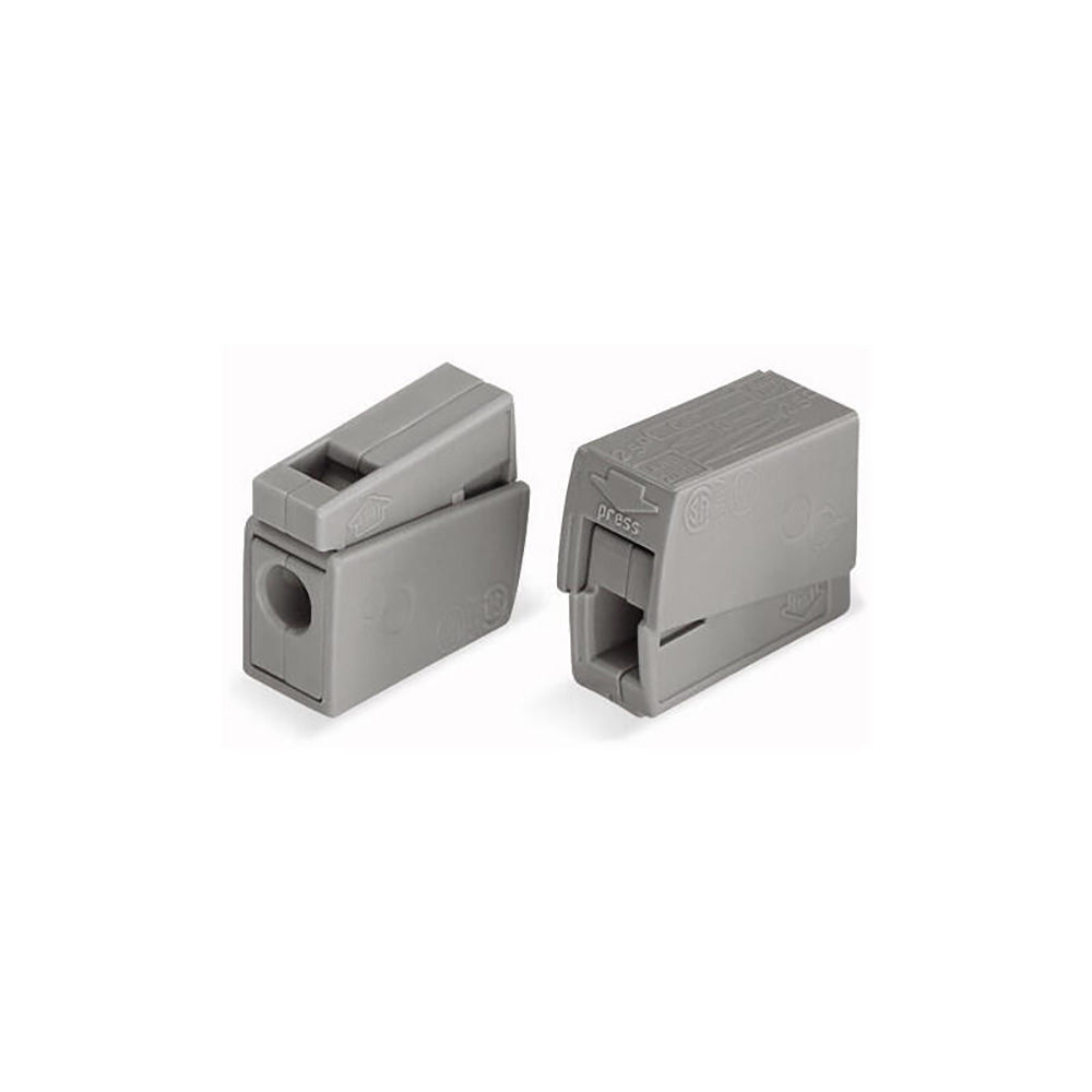 Conector clip rÃ¡pido em linha 2 condutores, 1 rÃ­gido + 1 rÃ­gido, semi-rÃ­gido ou flexÃ­vel; Ã¸ mÃ¡ximo 2,5 mmÂ², cinza_0