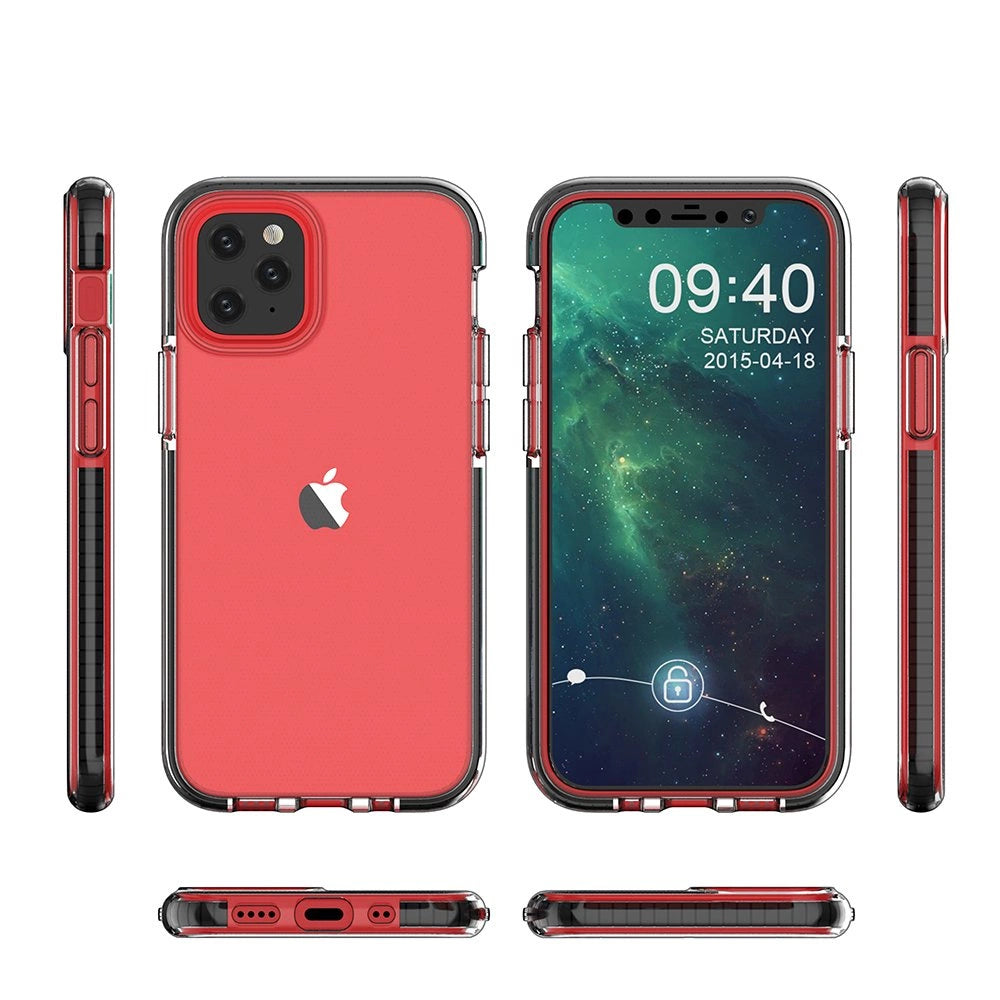 Spring Case clear TPU gel protective cover with colorful frame for iPhone 12 mini mint_1