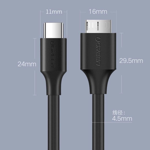 Ugreen cable USB Type C - micro USB Type B SuperSpeed ​​3.0 1m black (US312 20103)_14