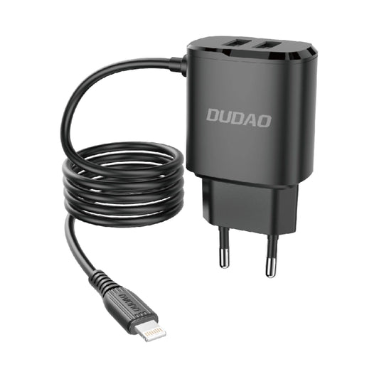 Dudao charger 2x USB with built-in 12W Lightning cable black (A2ProL black)_0