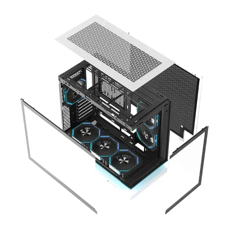 DarkFlash F1 ATX  Computer Case + 6 Fans (White)_0