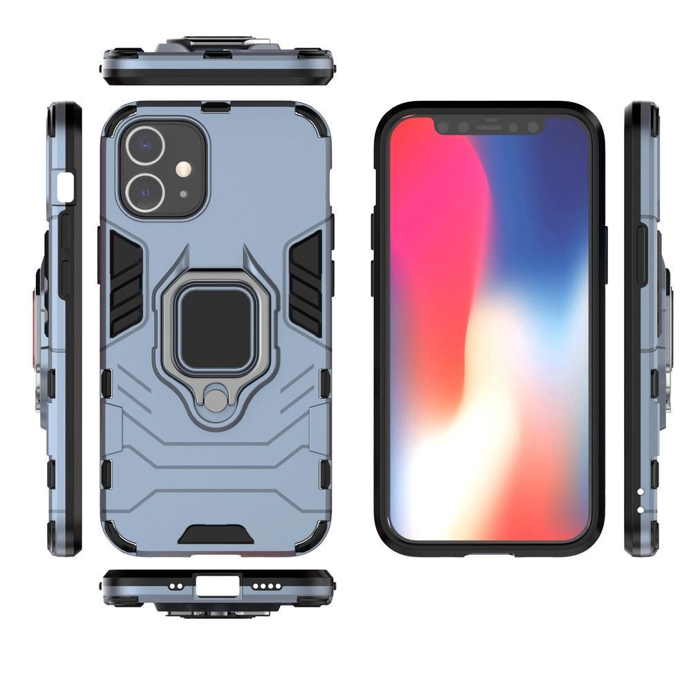 Ring Armor Case Kickstand Tough Rugged Cover for iPhone 12 mini blue_3
