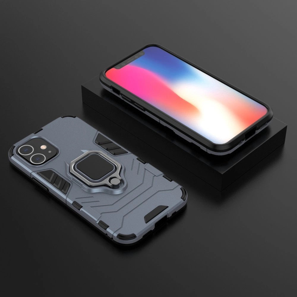 Ring Armor Case Kickstand Tough Rugged Cover for iPhone 12 mini blue_2