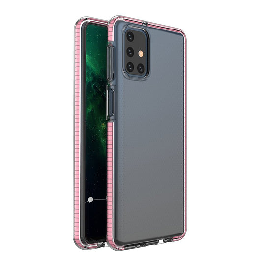 Spring Case clear TPU gel protective cover with colorful frame for Samsung Galaxy M31s light pink_0