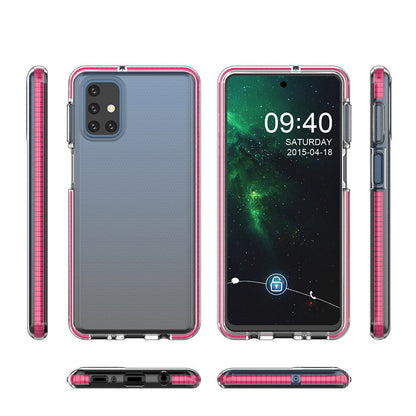 Spring Case clear TPU gel protective cover with colorful frame for Samsung Galaxy M31s light pink_3