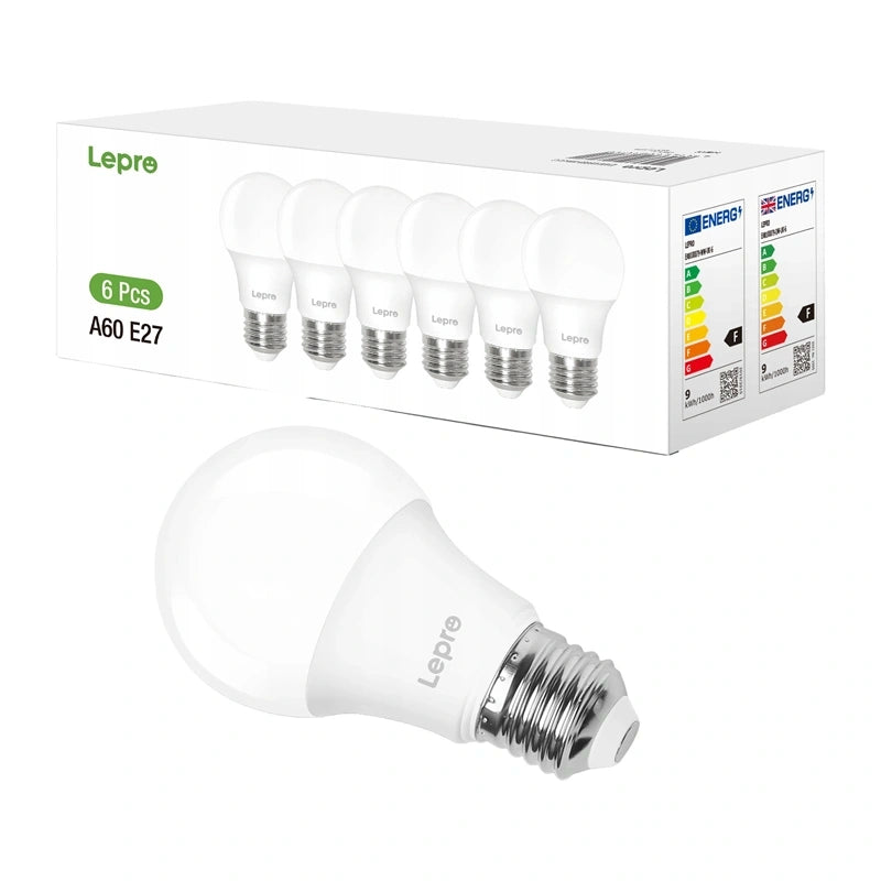 LEPRO 100090-DW-EU-6 LED Bulb, E27, A60, 8.5W (60W), 806 lm, 6500K (cool white), 180°, 6-pack_0