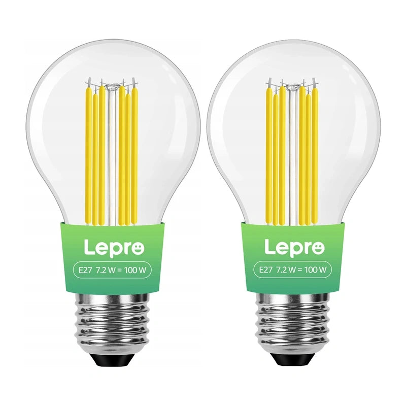 LEPRO 100094-WW-EU-2 E27 Filament LED Bulb, 7.2W (100W), 1521 lm, 2700K, Class A, 2-pack_0