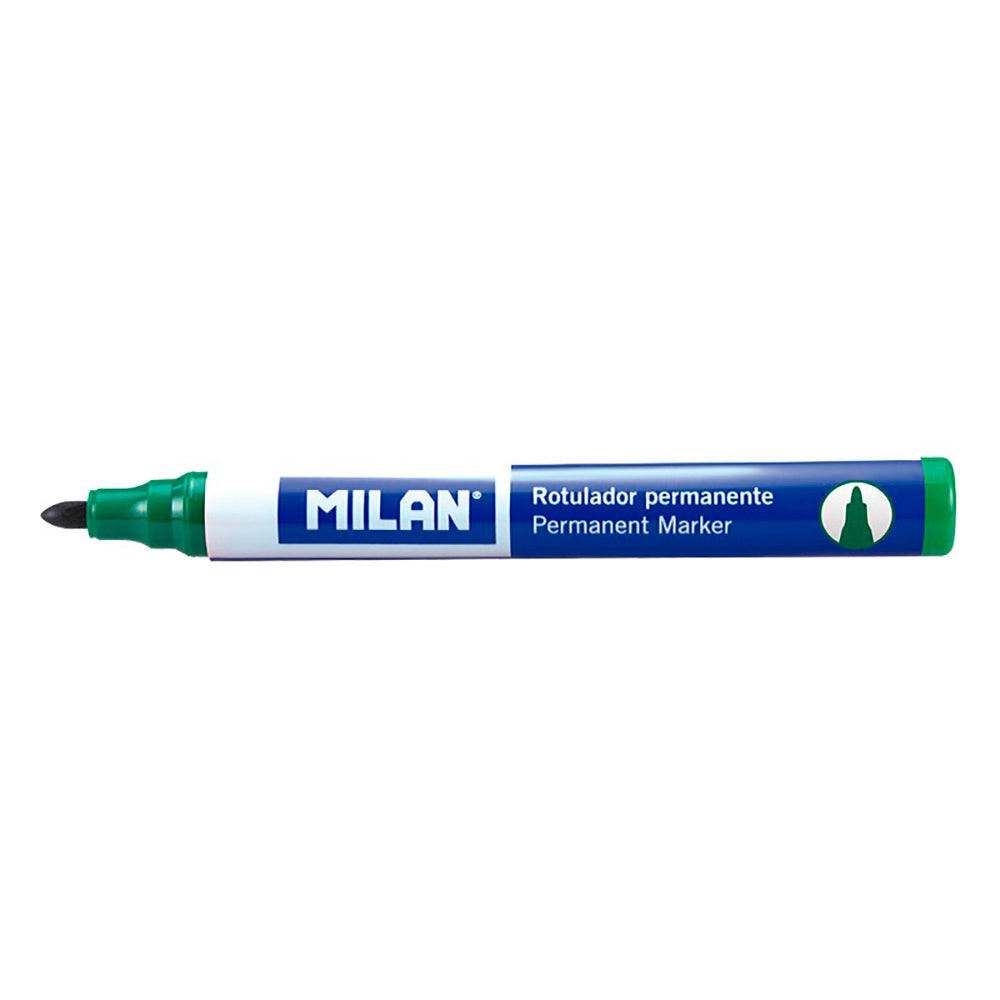Pack com 12 marcadores permanentes verdes. ponta redonda milan_0
