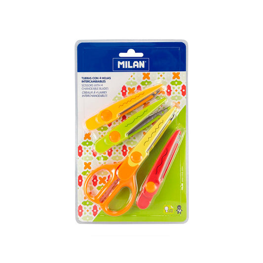 BlÃ­ster com tesouras zig-zag com 4 folhas intercambiÃ¡veis 16cm milan_0