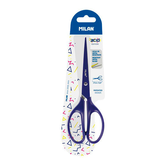 BlÃ­ster com tesoura de escritÃ³rio acid azul 17cm milan_0