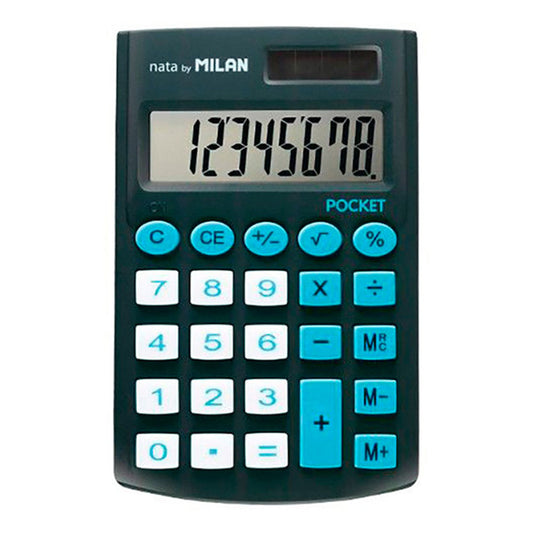 BlÃ­ster calculadora pocket preto 8 dÃ­gitos com capa milan_0