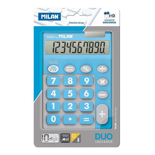 BlÃ­ster calculadora duo 10 dÃ­gitos azul teclas grandes milan_0