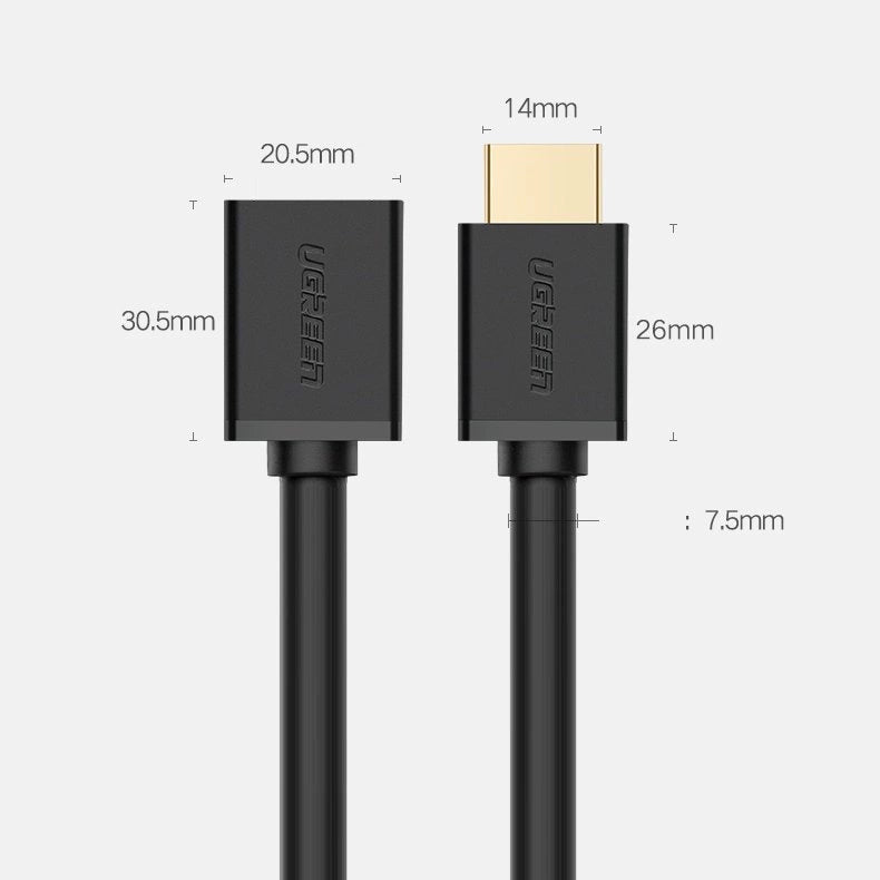 Ugreen HD107 10140 HDMI (Male) - HDMI (Female) 4K Cable 0.5 m - Black_22
