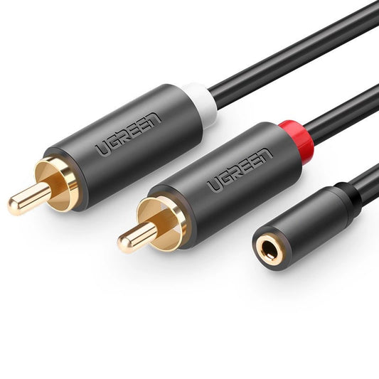 Ugreen AV102 10561 audio mini jack cable 3.5mm (female) - 2RCA (male) 0.25m - gray_0