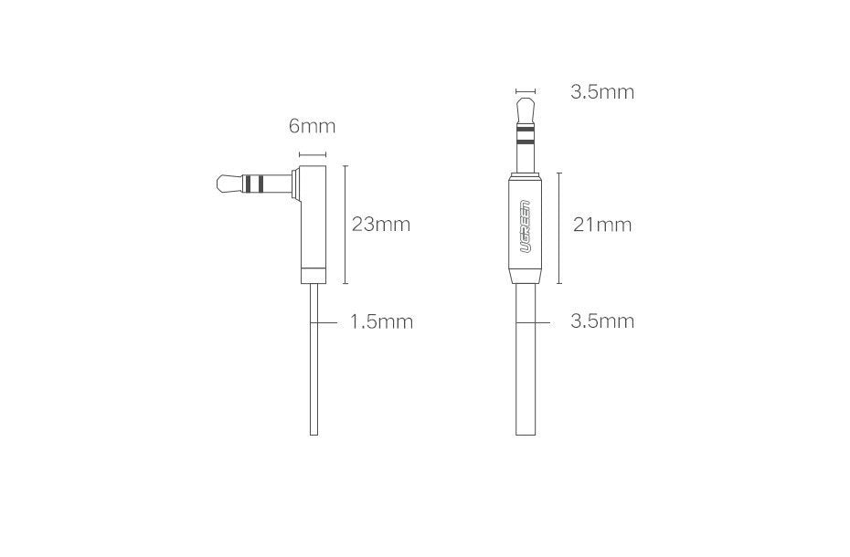 Ugreen flat angled cable AUX audio cable 3.5 mm mini jack 0.5 m black (AV119 10596)_11