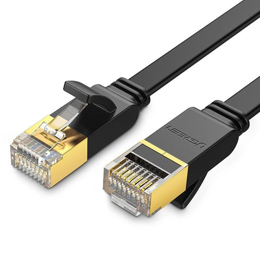 Ugreen Flat Cable Internet Network Cable Ethernet Patchcord RJ45 Cat 7 STP LAN 10 Gbps 10m Black (NW106 11265)_0