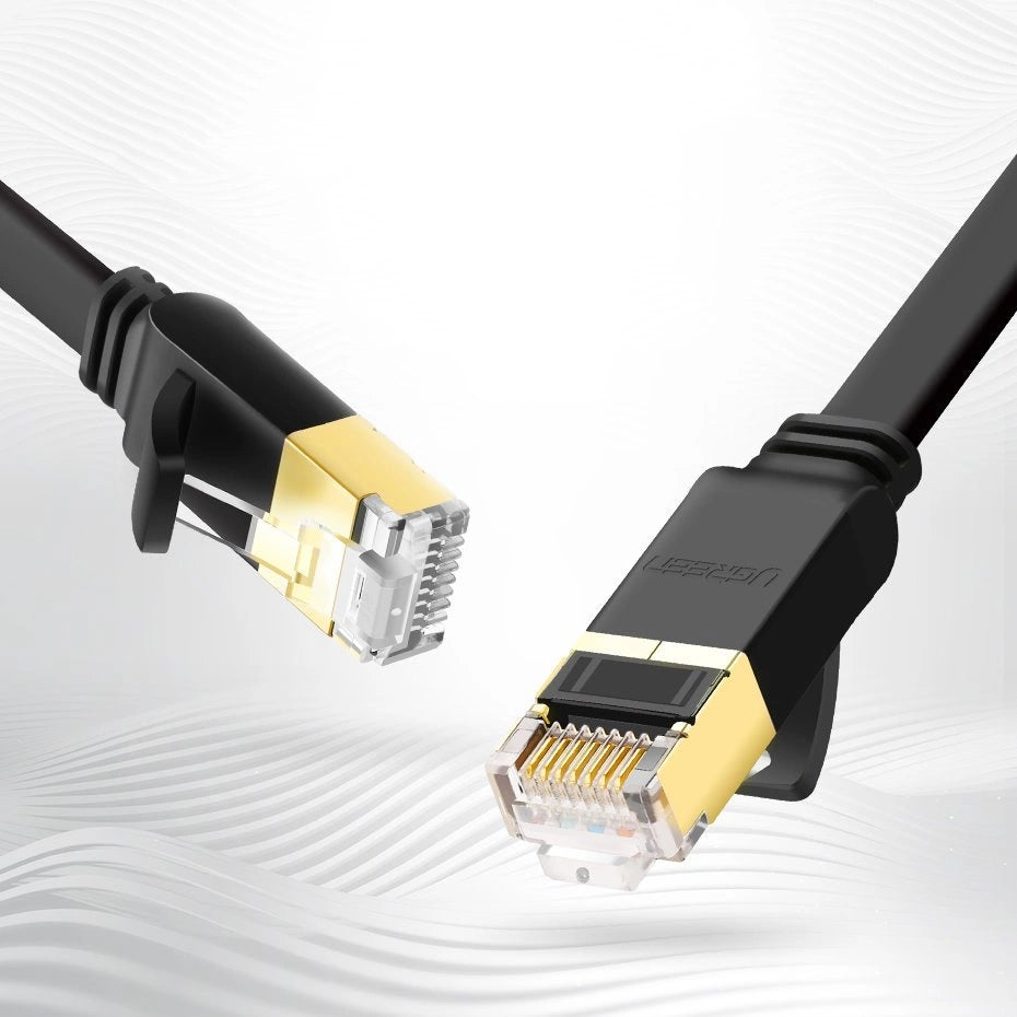 Ugreen Flat Cable Internet Network Cable Ethernet Patchcord RJ45 Cat 7 STP LAN 10 Gbps 10m Black (NW106 11265)_10