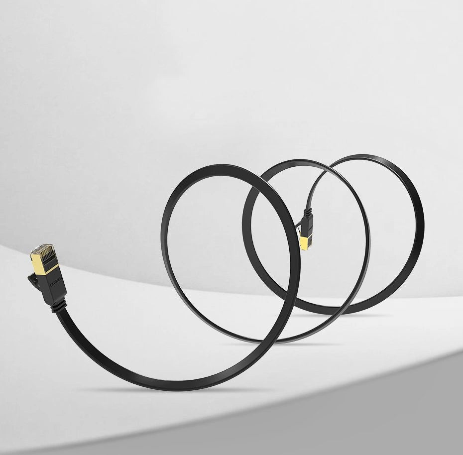 Ugreen Flat Cable Internet Network Cable Ethernet Patchcord RJ45 Cat 7 STP LAN 10 Gbps 10m Black (NW106 11265)_14