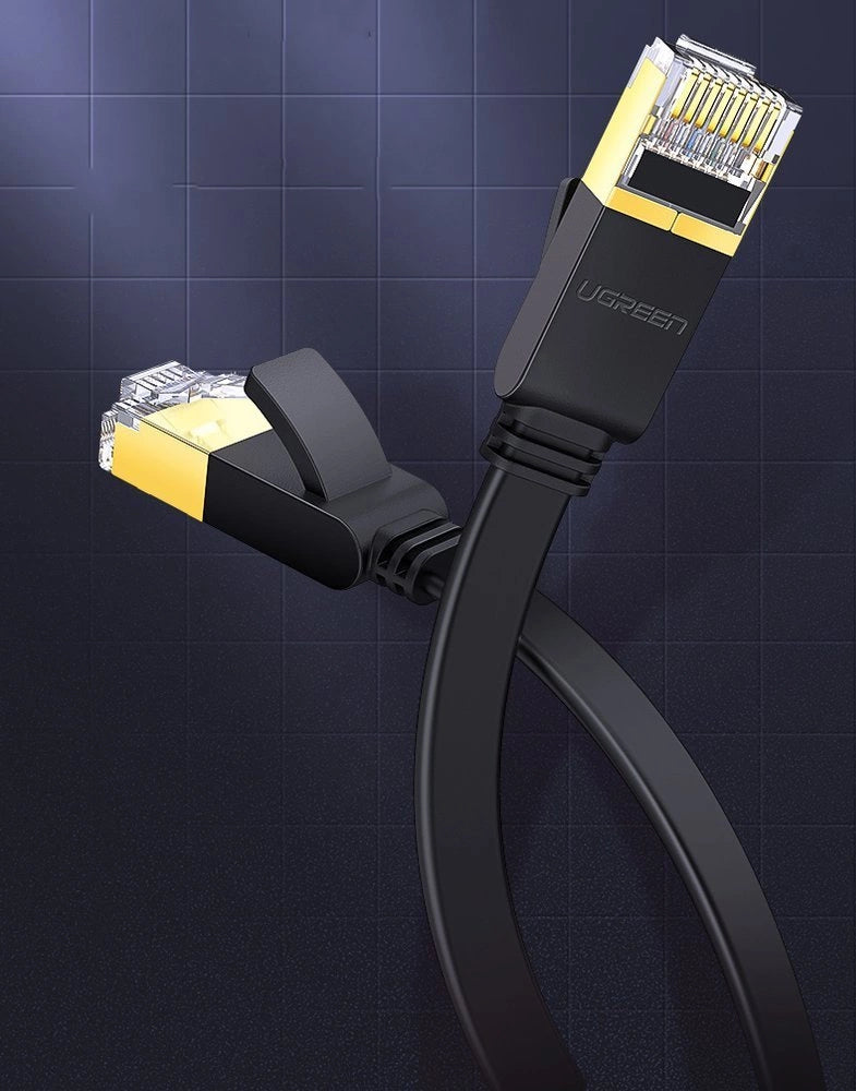 Ugreen Flat Cable Internet Network Cable Ethernet Patchcord RJ45 Cat 7 STP LAN 10 Gbps 10m Black (NW106 11265)_15