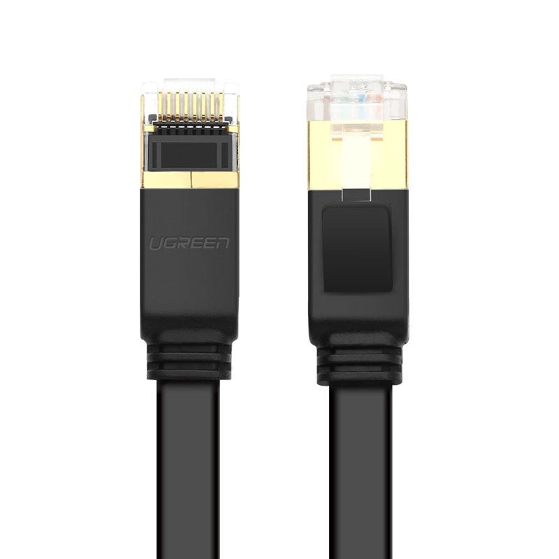 Ugreen Flat Cable Internet Network Cable Ethernet Patchcord RJ45 Cat 7 STP LAN 10 Gbps 10m Black (NW106 11265)_1