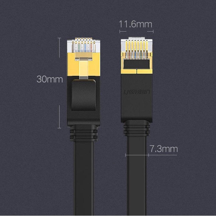 Ugreen Flat Cable Internet Network Cable Ethernet Patchcord RJ45 Cat 7 STP LAN 10 Gbps 10m Black (NW106 11265)_25