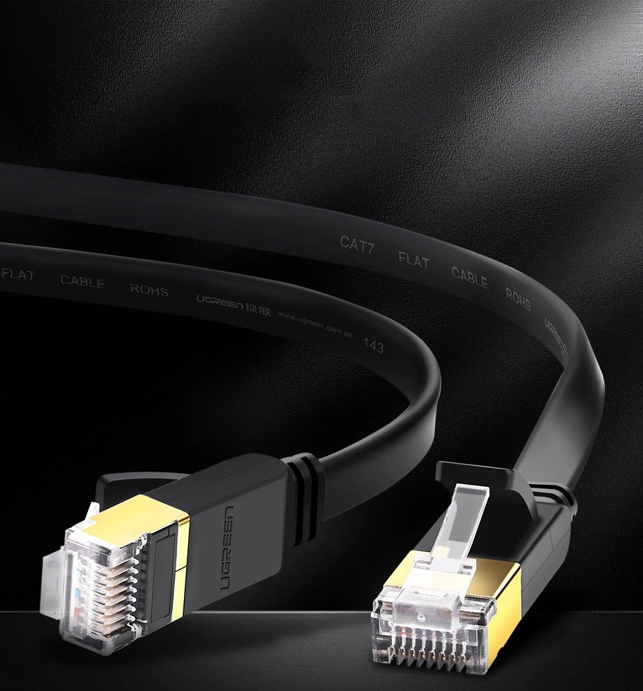 Ugreen Flat Cable Internet Network Cable Ethernet Patchcord RJ45 Cat 7 STP LAN 10 Gbps 10m Black (NW106 11265)_3