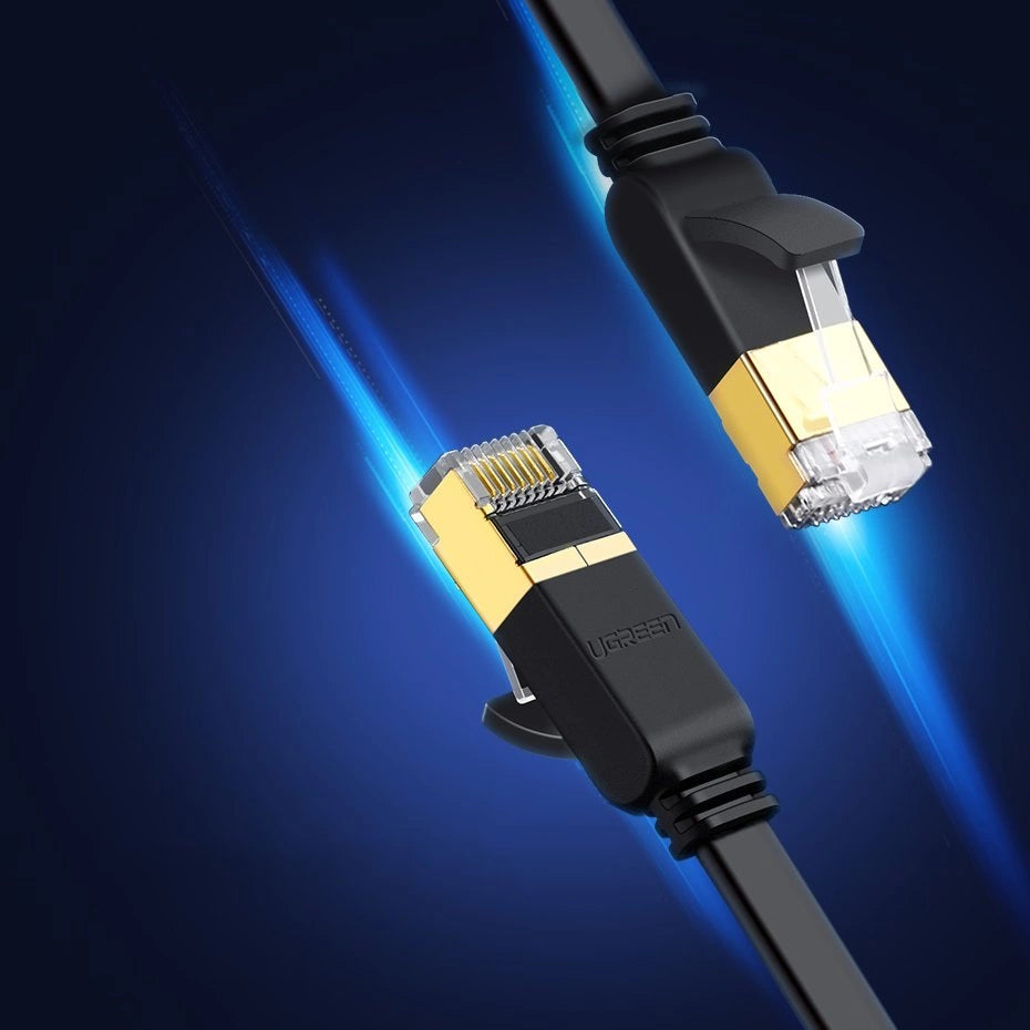 Ugreen Flat Cable Internet Network Cable Ethernet Patchcord RJ45 Cat 7 STP LAN 10 Gbps 10m Black (NW106 11265)_5