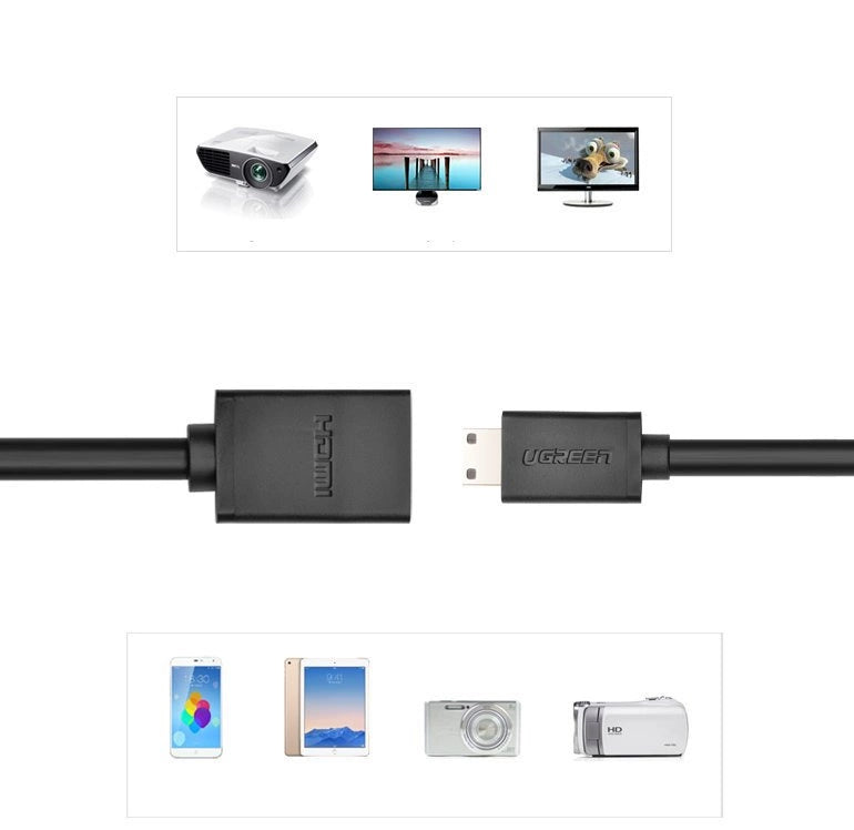Ugreen adapter cable HDMI (female) - mini HDMI (male) 4K 60 Hz Ethernet HEC ARC audio 32 channels 22 cm black (20137)_11