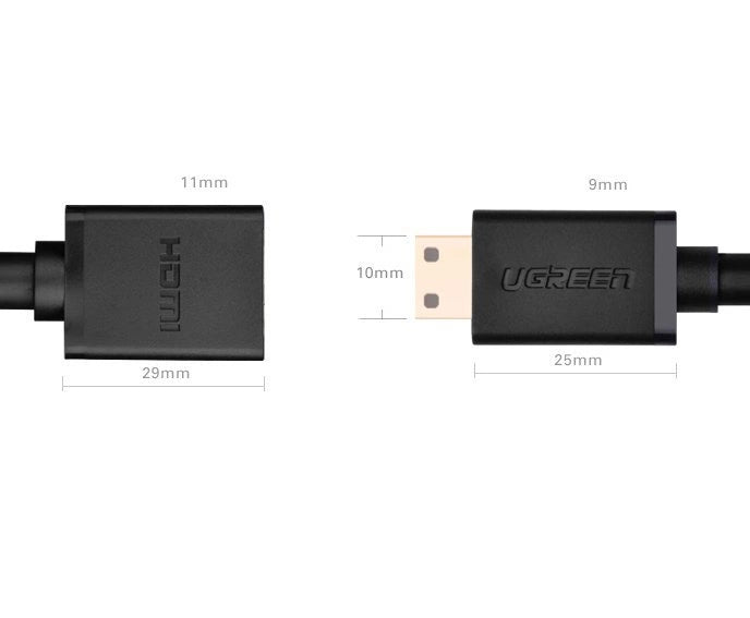 Ugreen adapter cable HDMI (female) - mini HDMI (male) 4K 60 Hz Ethernet HEC ARC audio 32 channels 22 cm black (20137)_4