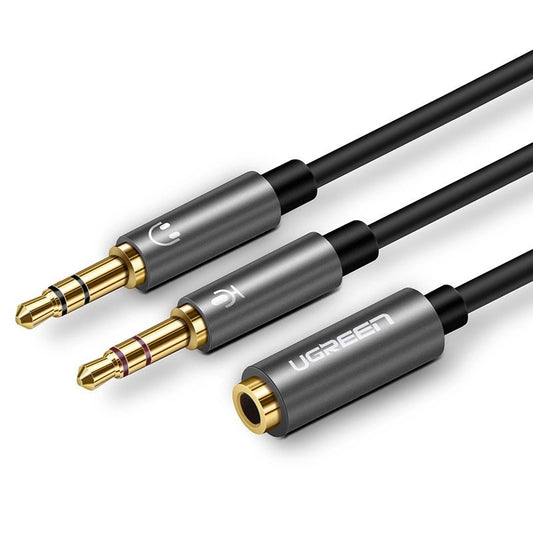 Ugreen AUX splitter cable 3.5 mm mini jack (female) - 2x 3.5 mm mini jack (male - microphone and headphones) black (AV140 20899)_0