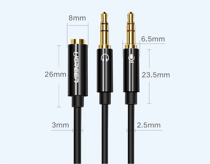 Ugreen AUX splitter cable 3.5 mm mini jack (female) - 2x 3.5 mm mini jack (male - microphone and headphones) black (AV140 20899)_11