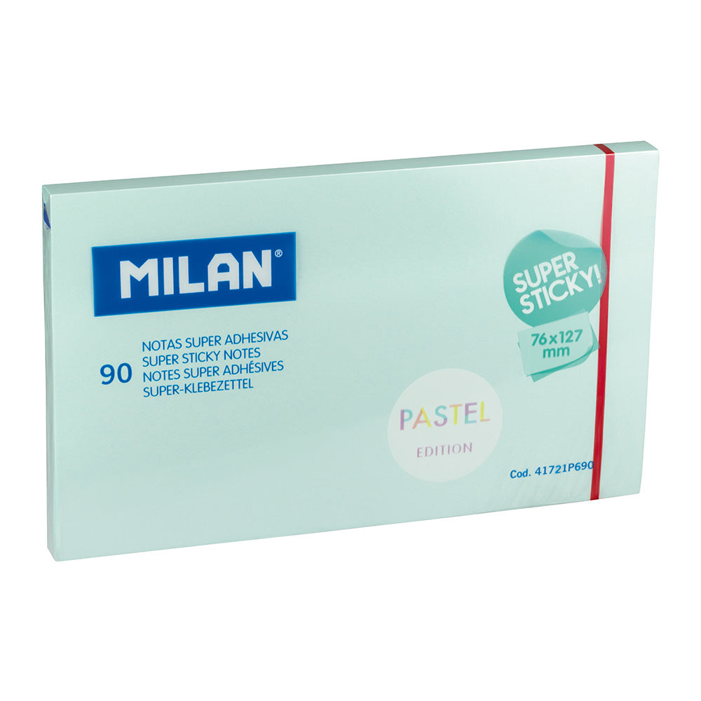 Bloco de 90 notas super adesivas azul pastel 76x127mm milan_0