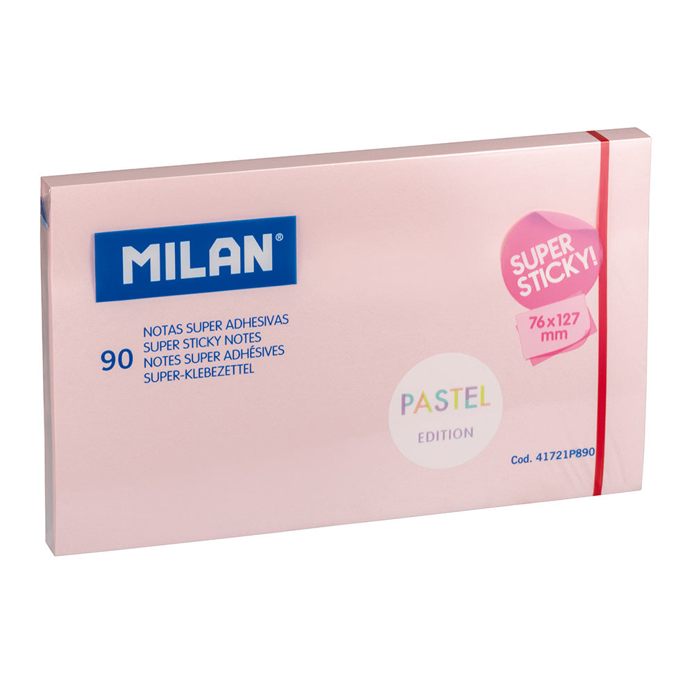 Bloco de 90 notas super adesivas rosa pastel 76x127mm milan_0