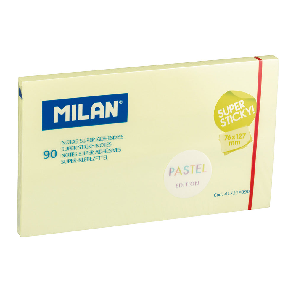 Bloco de 90 notas super adesivas amarelo pastel 76x127mm milan_0
