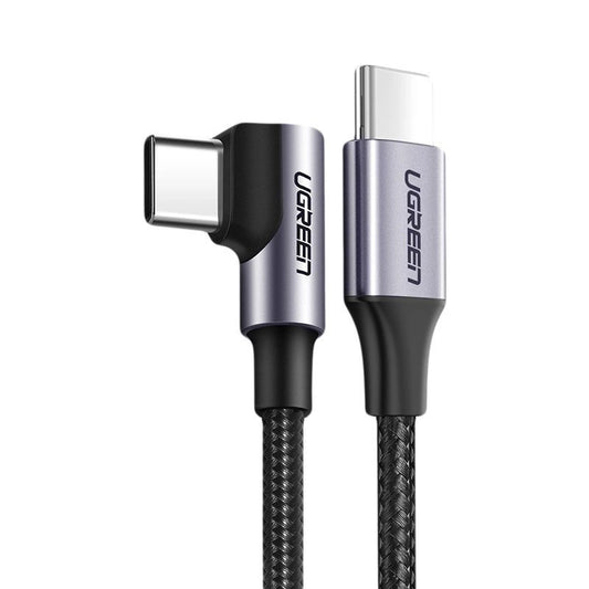 Ugreen US255 50123 USB-C (straight) / USB-C (angled) PD QC cable 60W 3A 1m - gray_0