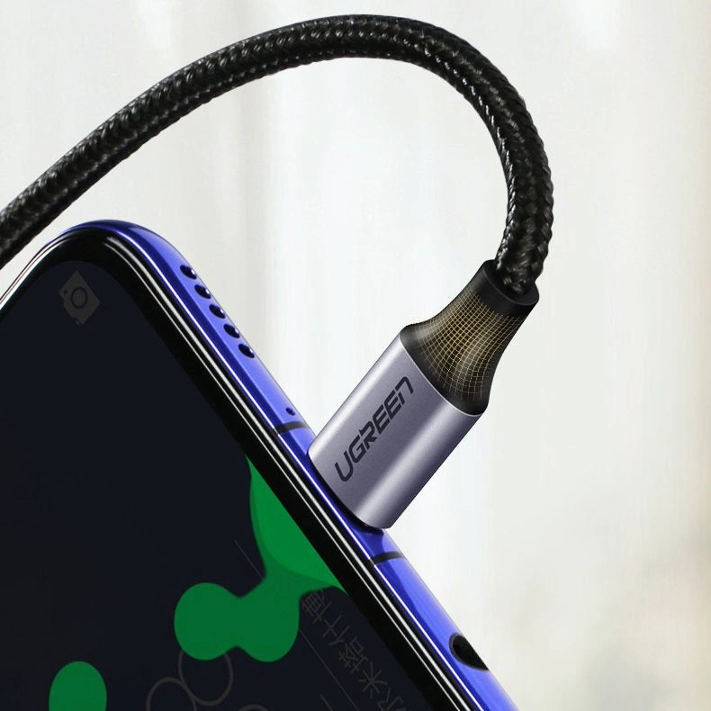 Ugreen US255 50123 USB-C (straight) / USB-C (angled) PD QC cable 60W 3A 1m - gray_10