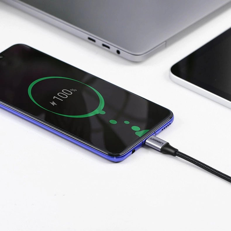 Ugreen US255 50123 USB-C (straight) / USB-C (angled) PD QC cable 60W 3A 1m - gray_11