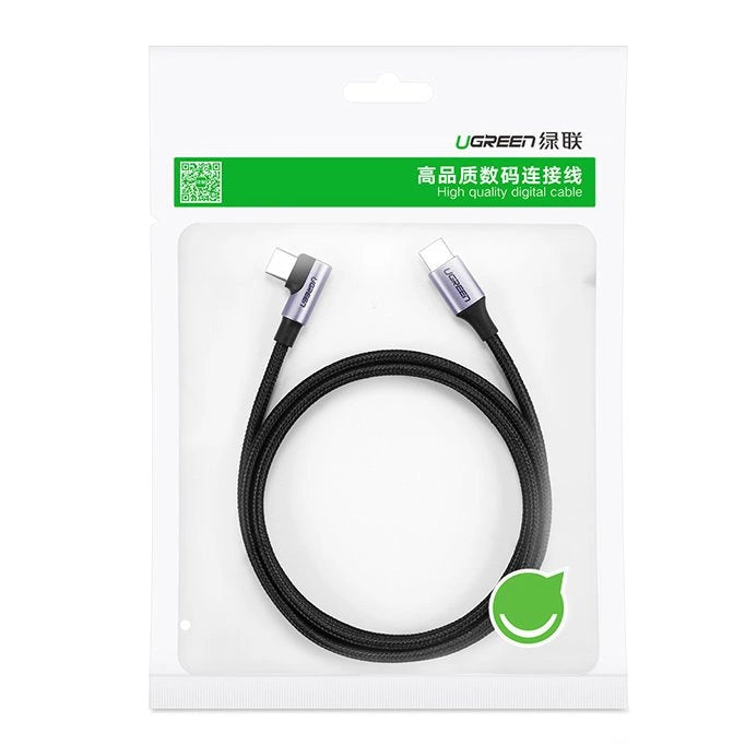 Ugreen US255 50123 USB-C (straight) / USB-C (angled) PD QC cable 60W 3A 1m - gray_4