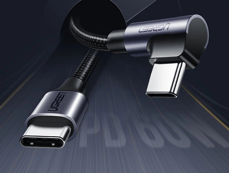 Ugreen US255 50123 USB-C (straight) / USB-C (angled) PD QC cable 60W 3A 1m - gray_1