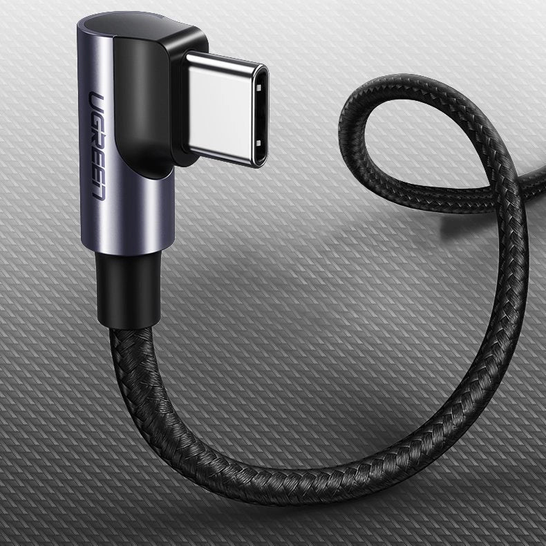 Ugreen US255 50123 USB-C (straight) / USB-C (angled) PD QC cable 60W 3A 1m - gray_7