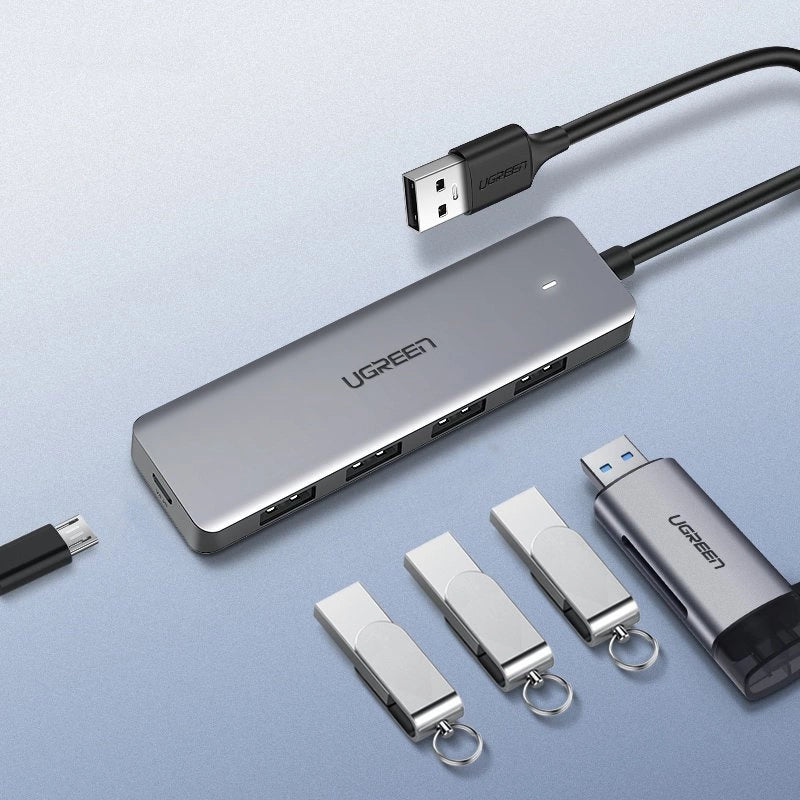 Ugreen USB HUB - 4x USB 3.2 Gen 1 with micro USB power port gray (CM219 50985)_1
