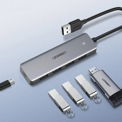 Ugreen USB HUB - 4x USB 3.2 Gen 1 with micro USB power port gray (CM219 50985)_1