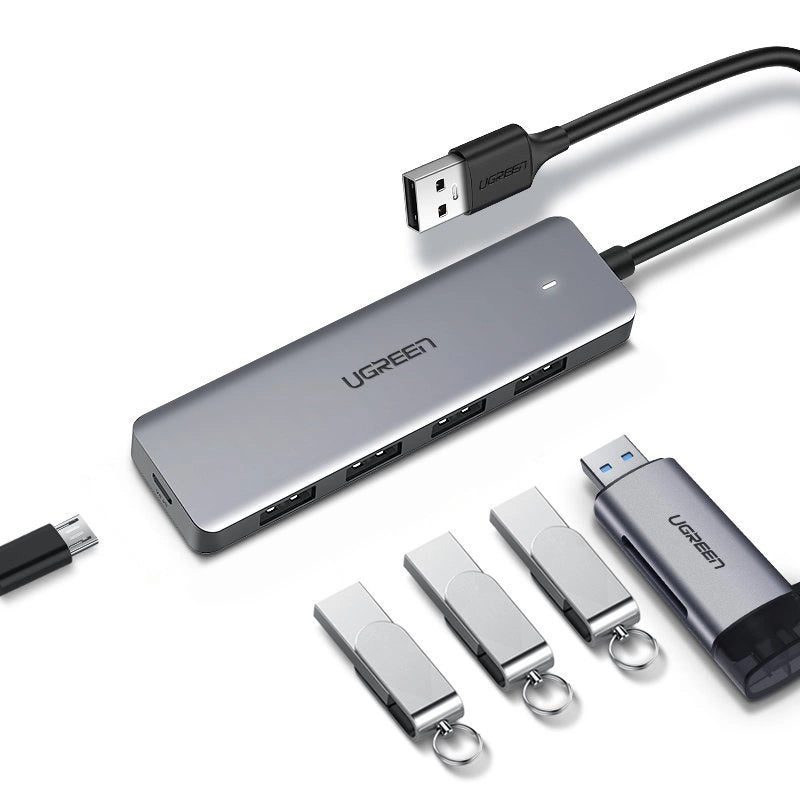 Ugreen USB HUB - 4x USB 3.2 Gen 1 with micro USB power port gray (CM219 50985)_2