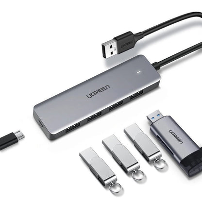 Ugreen USB HUB - 4x USB 3.2 Gen 1 with micro USB power port gray (CM219 50985)_2