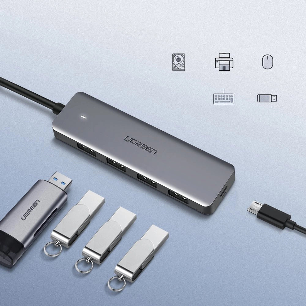 Ugreen USB HUB - 4x USB 3.2 Gen 1 with micro USB power port gray (CM219 50985)_7
