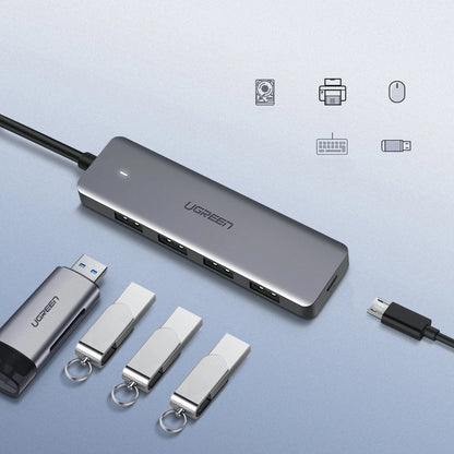 Ugreen USB HUB - 4x USB 3.2 Gen 1 with micro USB power port gray (CM219 50985)_7