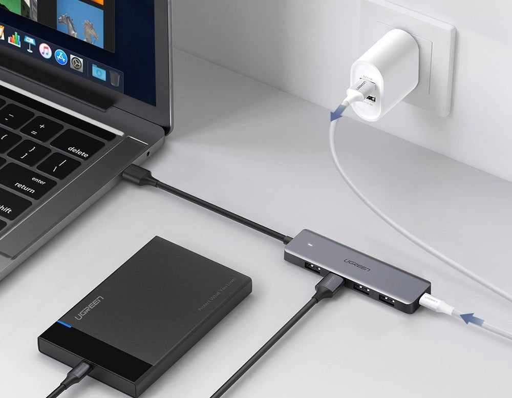 Ugreen USB HUB - 4x USB 3.2 Gen 1 with micro USB power port gray (CM219 50985)_9