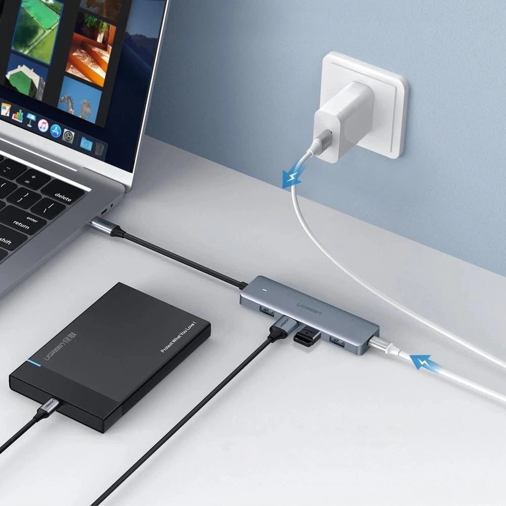 Ugreen USB Type C HUB - 4x USB 3.2 Gen 1 with USB-C power port gray (CM219 70336)_14